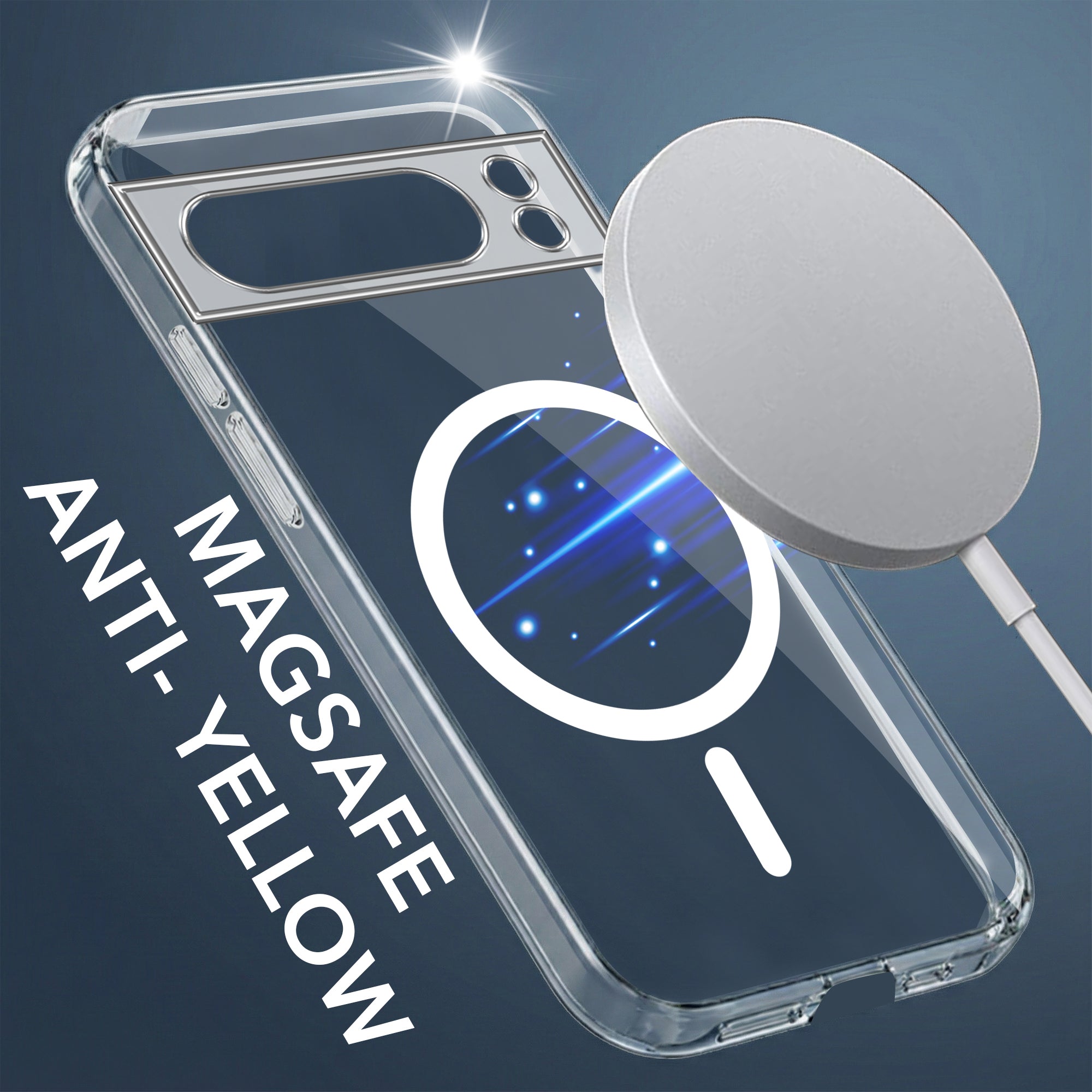 For Google Pixel 8 Pro Back Cover Shockproof Crystal-Clear (MagSafe Wireless Support | Drop & Camera Protection | Hard Polycarbonate)