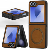 For Samsung Galaxy Z Flip 6 5G | Samsung Galaxy Z Flip 7 FE  Back Cover Case (MagSafe Wireless Charging Compatible | Sleek Leather Finish | Inside Microfiber Cloth)