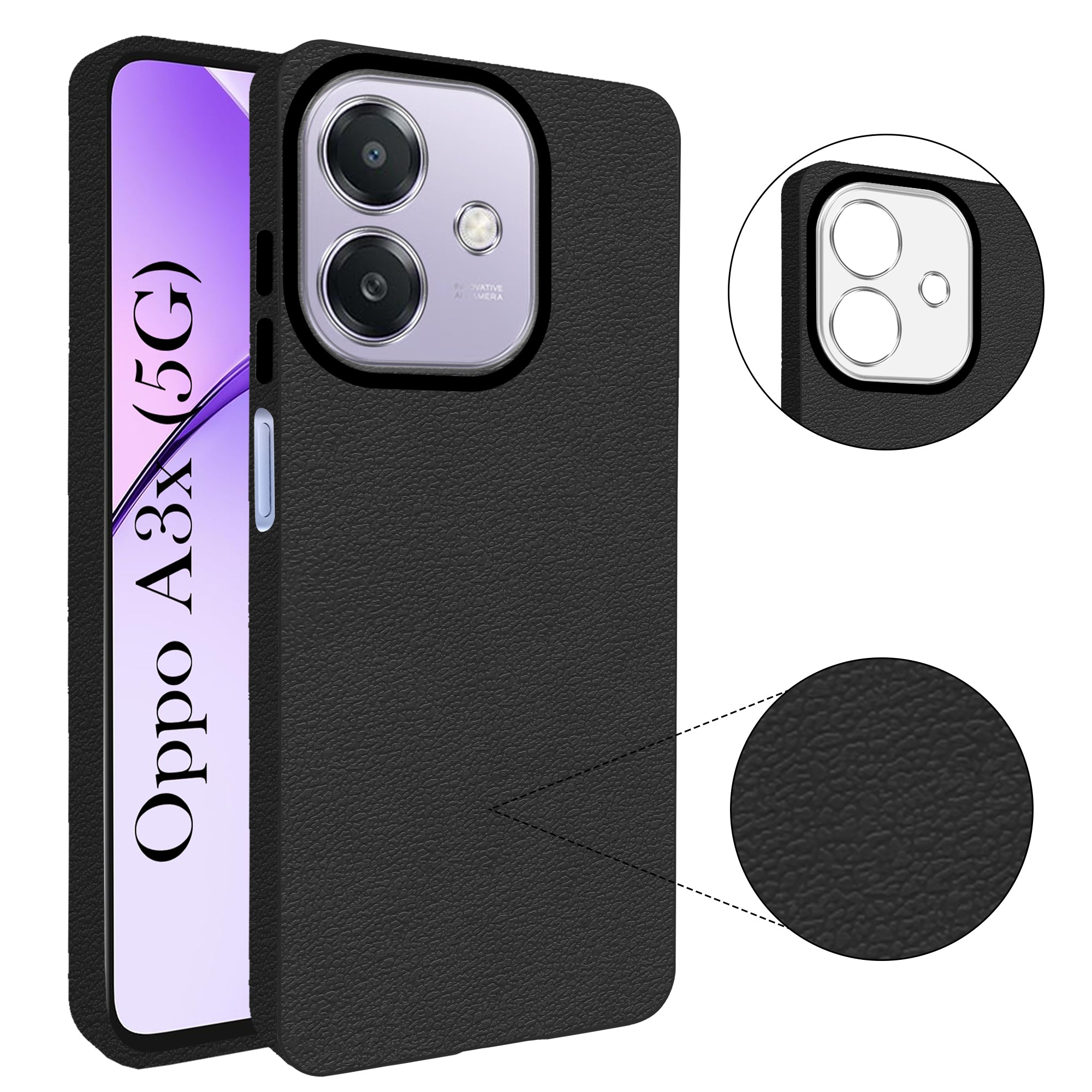 For Oppo A3X 5G | Oppo A3 5G Back Cover Case (Glass Like Camera Protection | Leather Feel | Minimalist Professional Grip)