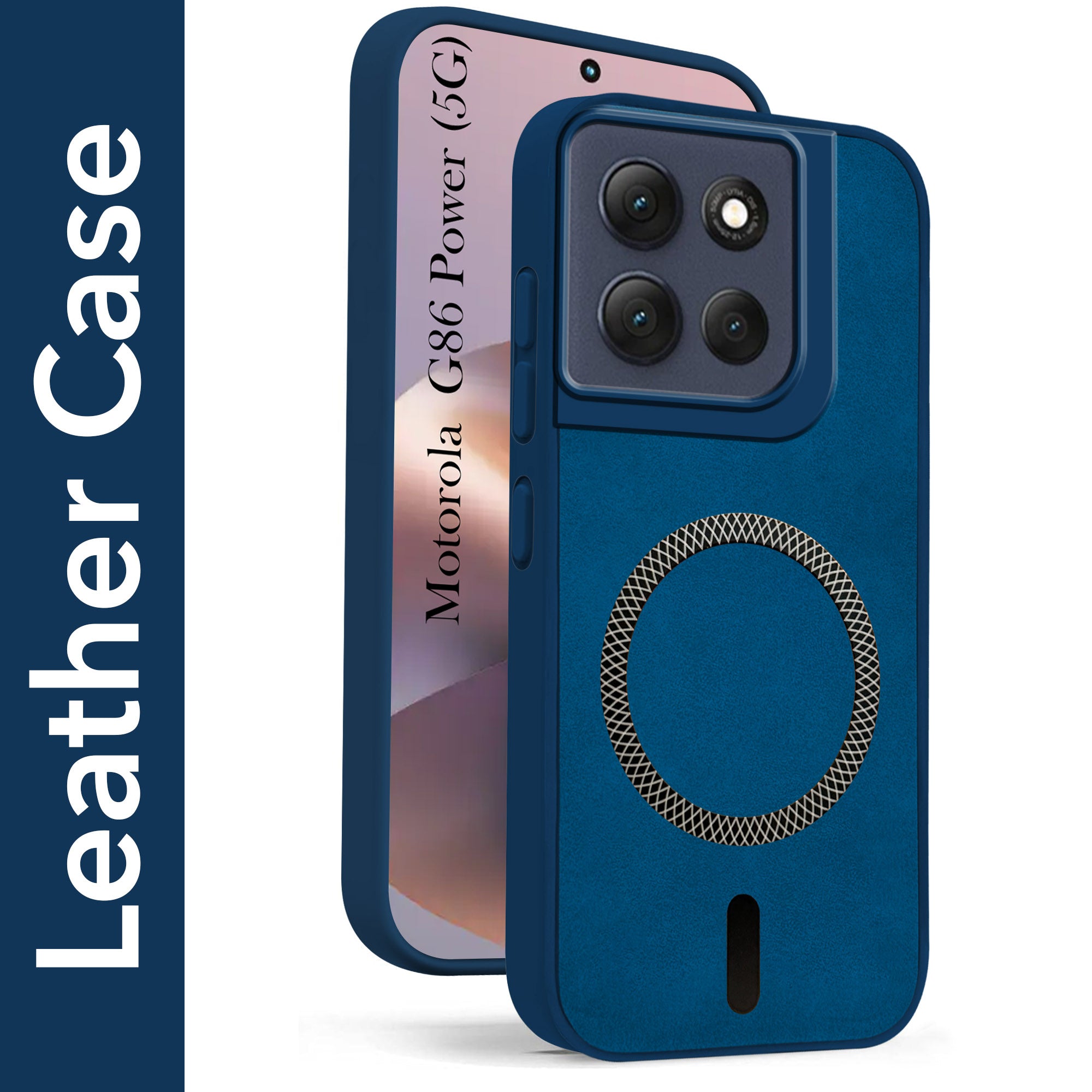 For Motorola Moto G86 Power Back Cover Case Leather Finish (MagSafe Compatible Wireless Charging | Soft Touch | Camera Bump Protection)