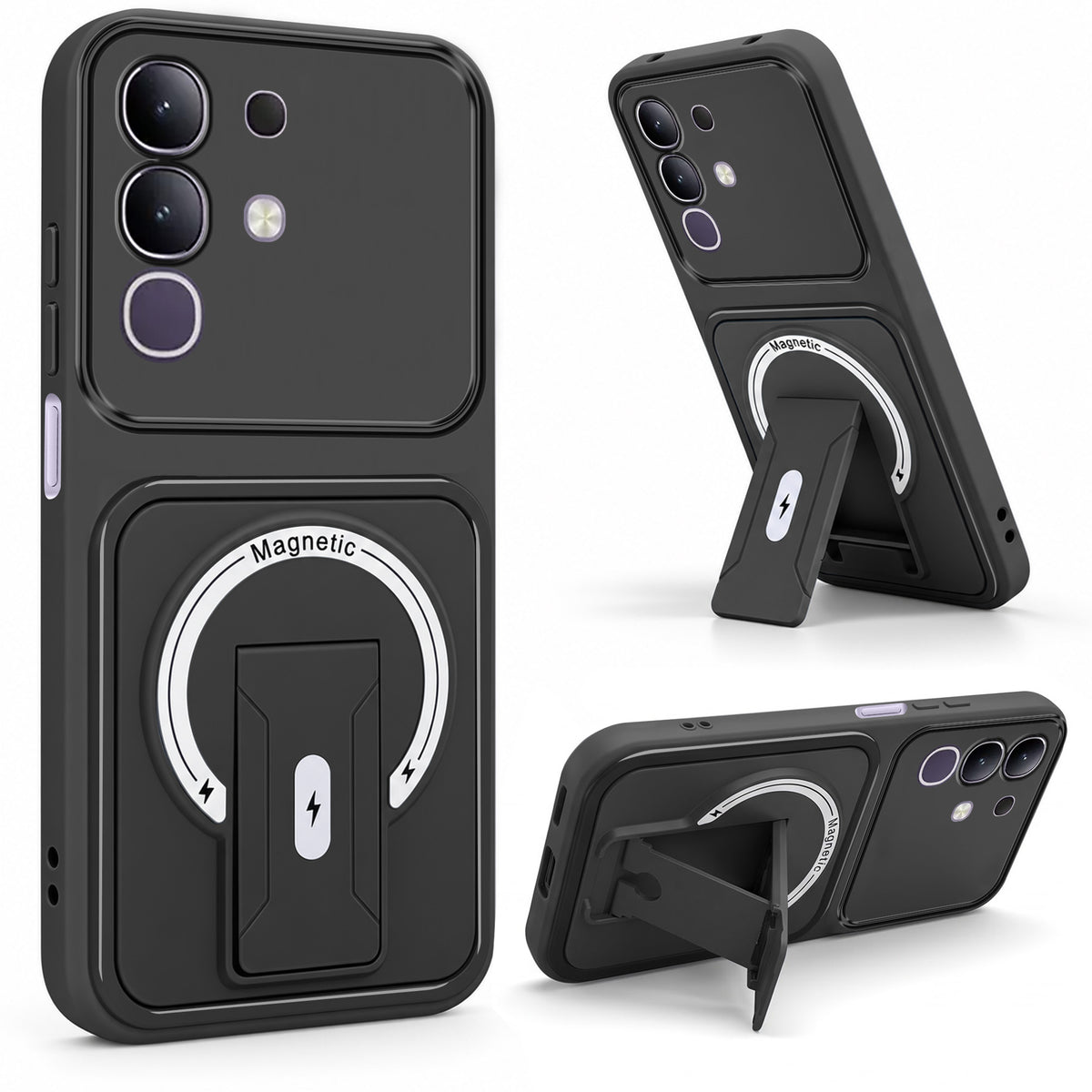 For Realme P4 Lite 5G | Narzo 100 Lite 5G Back Case Cover Metallic (Hybrid Armor Kickstand | MagSafe Compatible | Camera Protection Shockproof)
