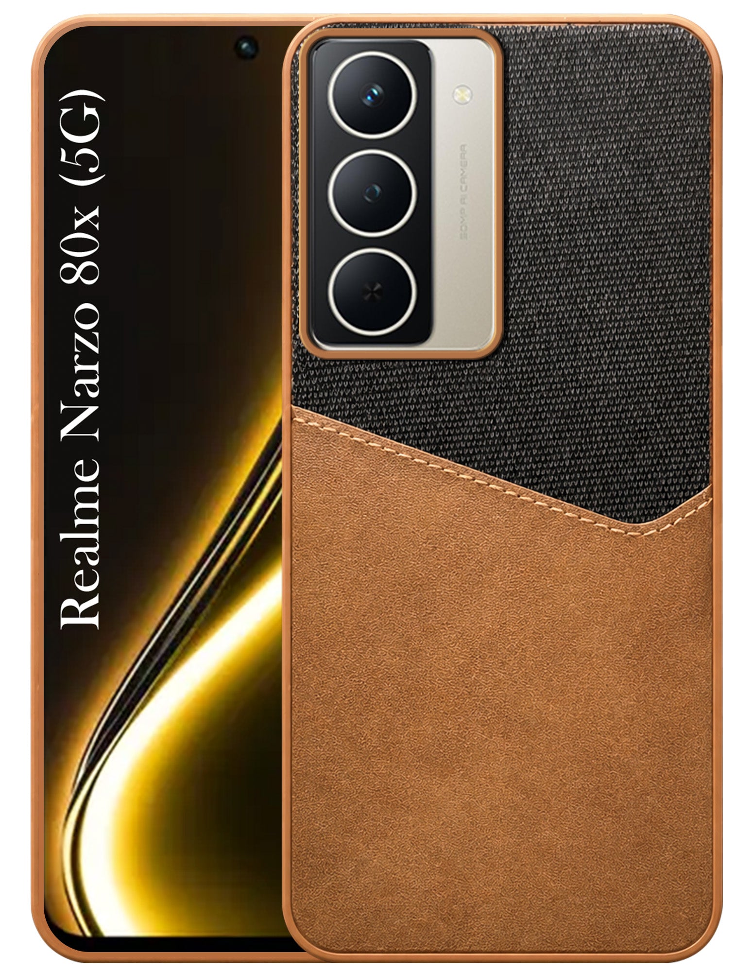For Realme Narzo 80x Back Cover Case (Dual PU Leather Stitch | Professional Minimalist | Soft and Flexible)