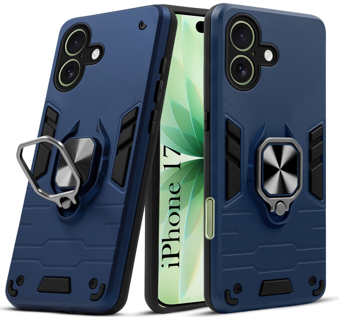 For Apple iPhone 17 Back Cover Case (Shockproof Dual Layer Polycarbonate |Ring Holder Kickstand)