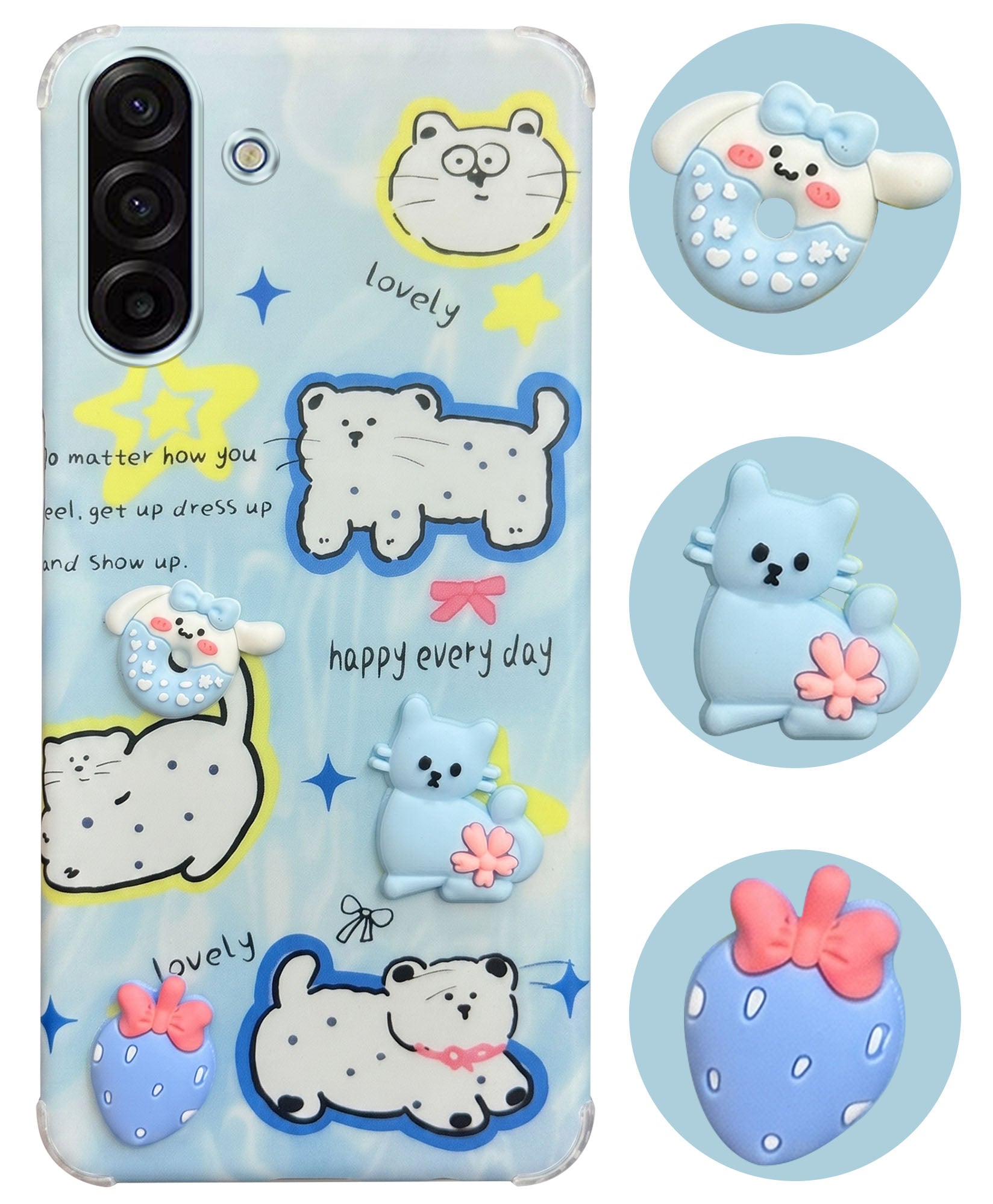 For Samsung Galaxy A17 | Samsung F17 | Samsung M17 5G Back Cover Case (3D Cute Cartoons | Hard Back Side Soft | Matte Premium Finish | HD Printing)