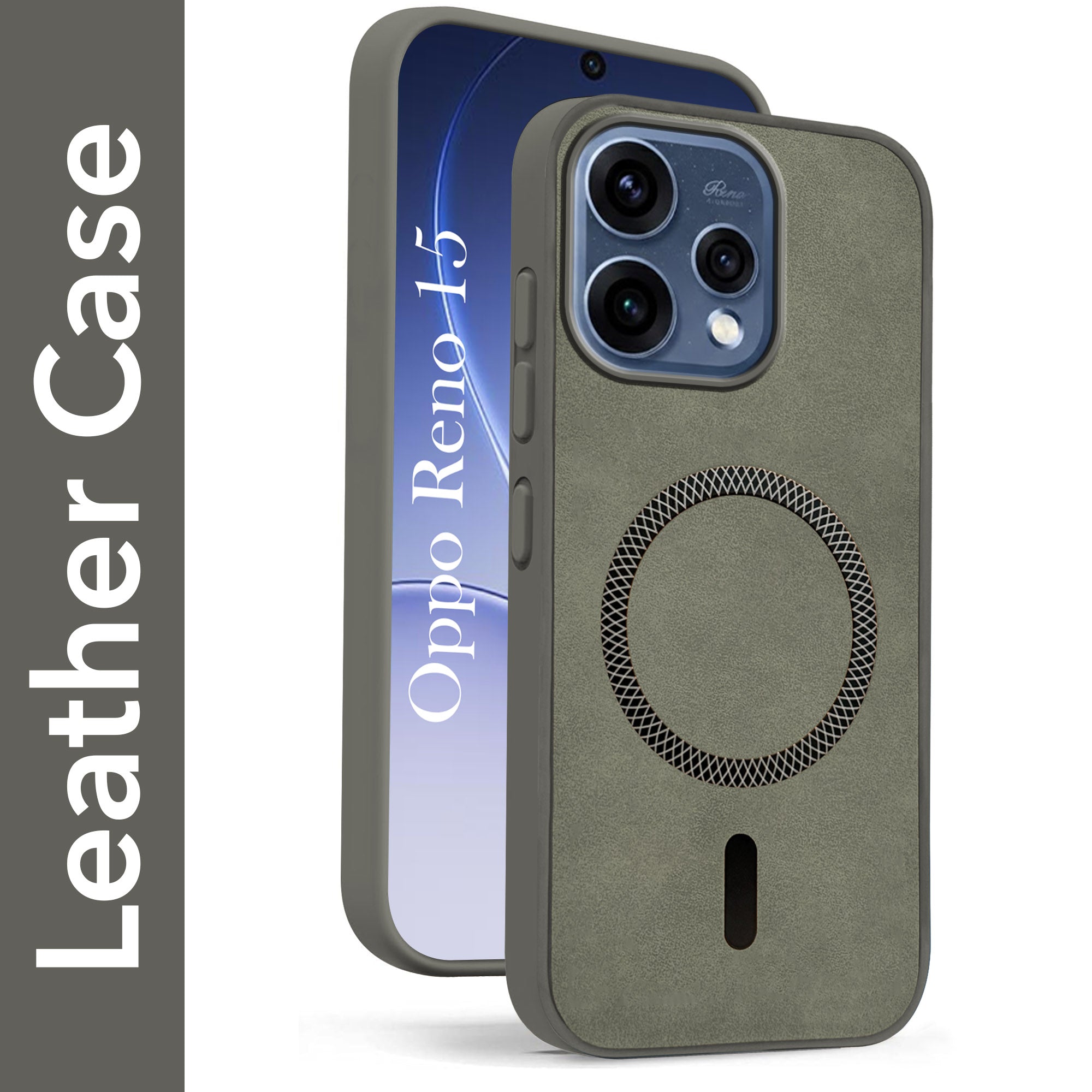 For Oppo Reno15 5G | Oppo Reno 15 5G Back Cover Case Leather Finish (MagSafe Compatible Wireless Charging | Soft Touch | Camera Bump Protection)