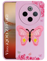 For Vivo iQOO Z10 Back Cover Case (Soft Butterfly Embroidery | Women Teen Girls | Camera Protection| Matte Silicone)