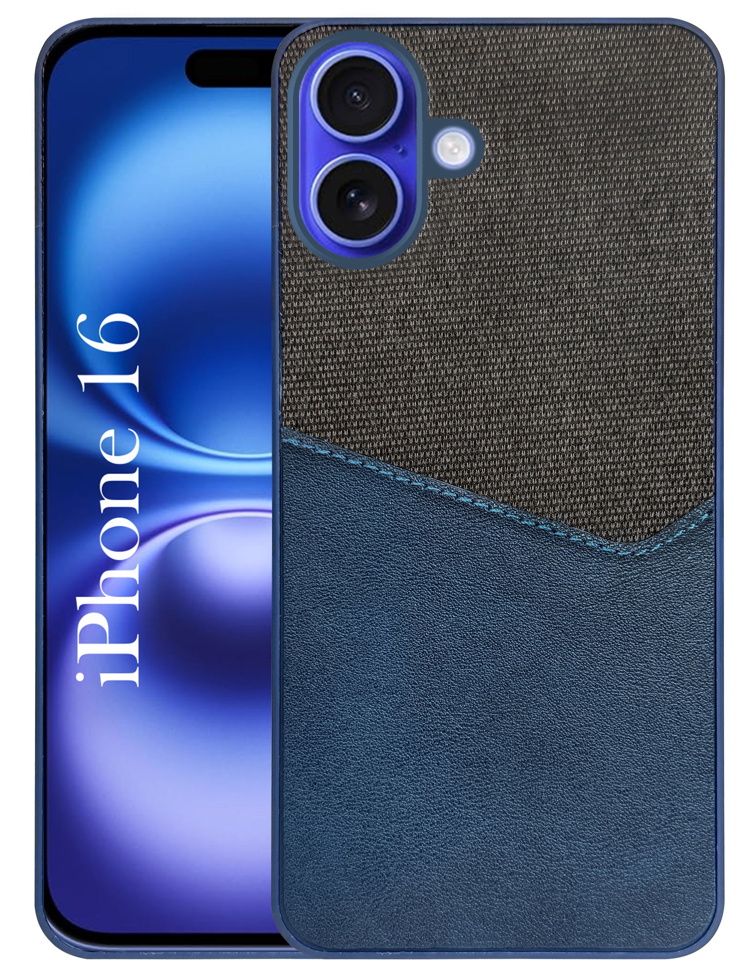 For Apple iPhone 16 Back Cover Case (Dual PU Leather Stitch | Professional Minimalist | Soft and Flexible)