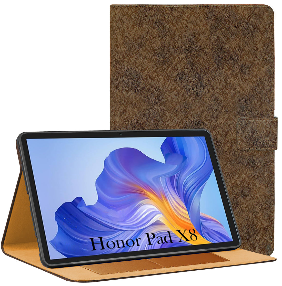 For Honor Pad X8 10.1 Inch AGM3-W09HN Flip Cover Folio Cover (PU Leather | Multi-Angle Smart Stand | Card Storage Slots | Silicone Back Pouch)