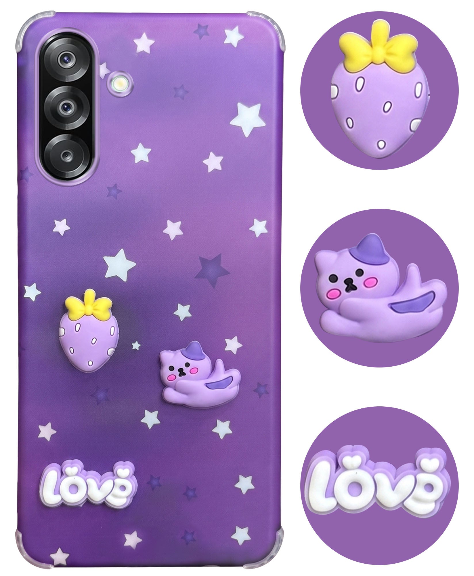 For Samsung Galaxy A26 5G Back Cover Case (3D Cute Cartoons | Hard Back Side Soft | Matte Premium Finish | HD Printing)