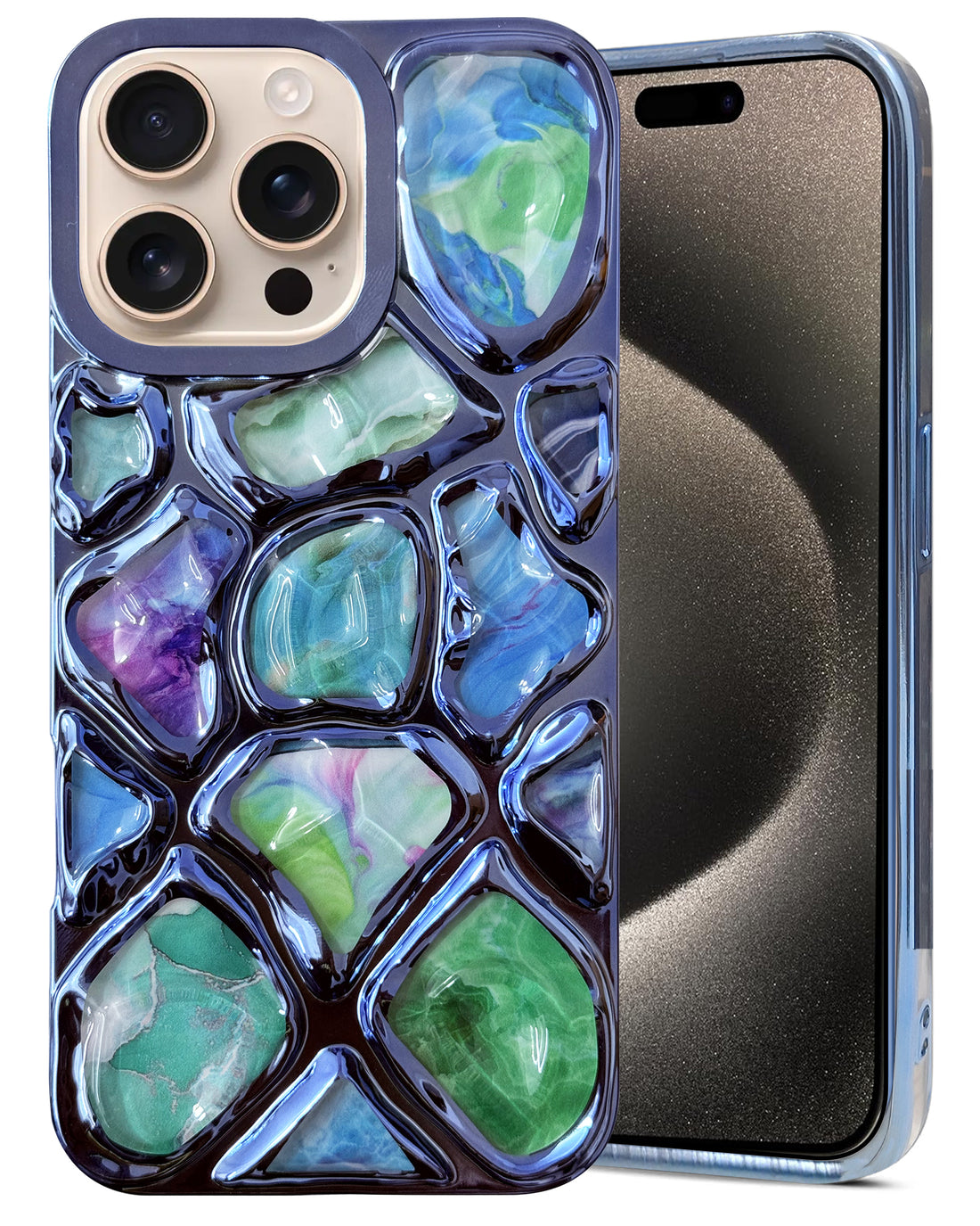 For Apple iPhone 15 Pro Max Back Cover Case ( Dual Design Glitter Sparkle and Detachable Diamond Print Case | Soft and Flexible)