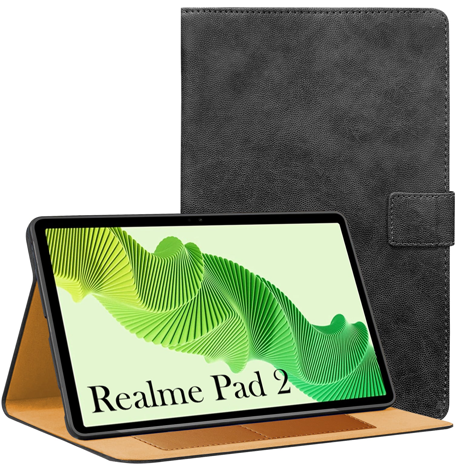 For Realme Pad 2 11.5 Inch Flip Cover Folio Cover (PU Leather | Multi-Angle Smart Stand | Card Storage Slots | Silicone Back Pouch)