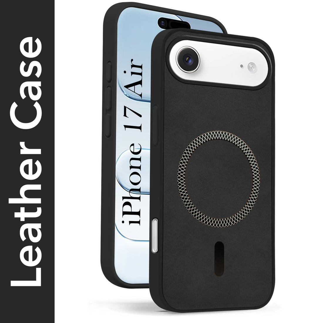 For Apple iPhone 17 Air Back Cover Case Leather Finish (MagSafe Compatible Wireless Charging | Soft Touch | Camera Bump Protection)