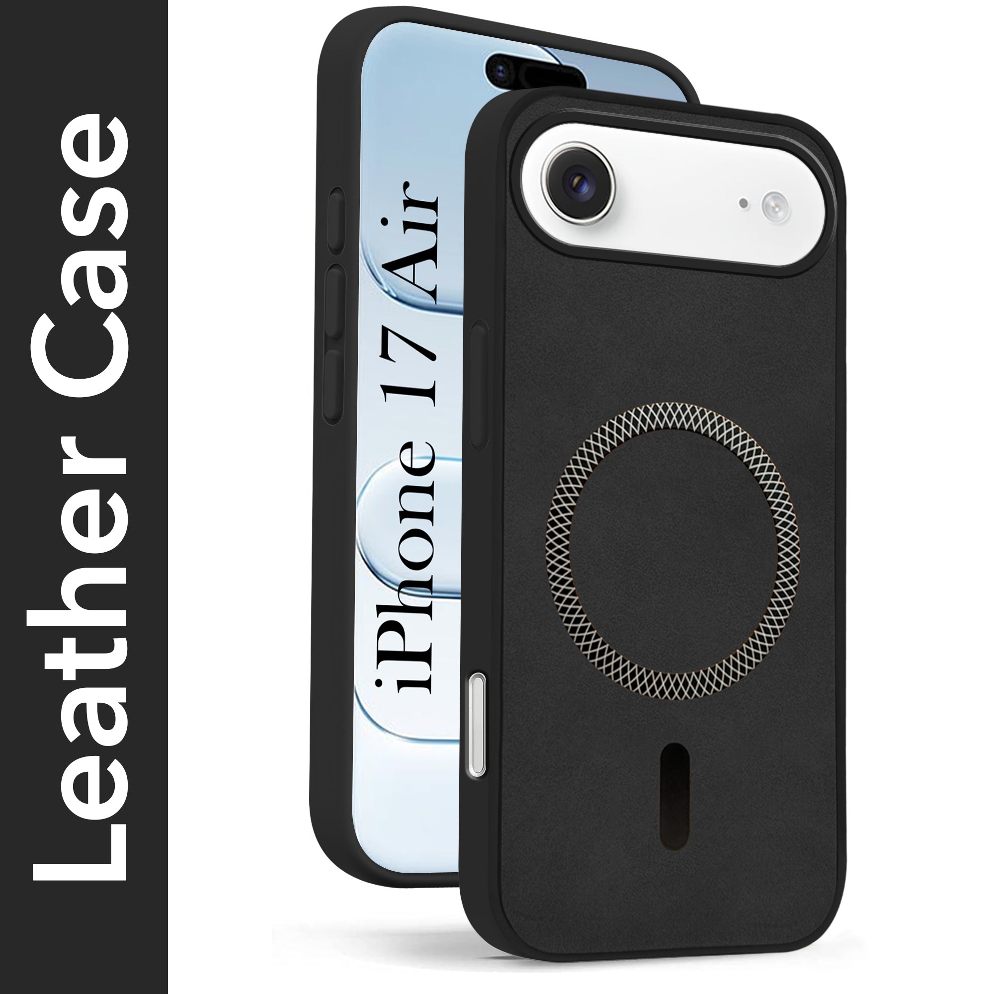 For Apple iPhone 17 Air Back Cover Case Leather Finish (MagSafe Compatible Wireless Charging | Soft Touch | Camera Bump Protection)