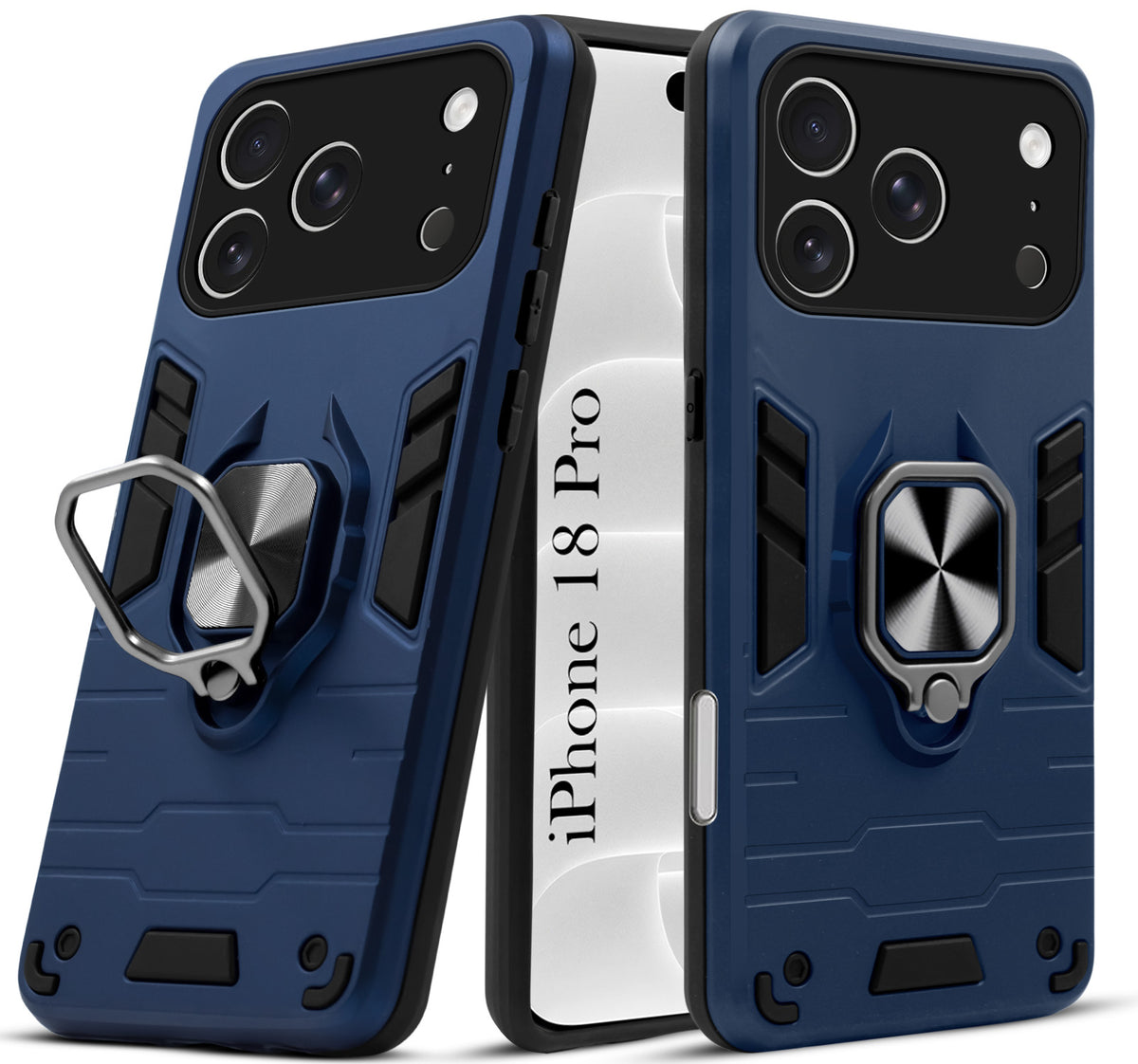 For Apple iPhone 18 Pro Back Cover Case Hybrid Armor (Shockproof Dual Layer Polycarbonate |Ring Holder Kickstand)