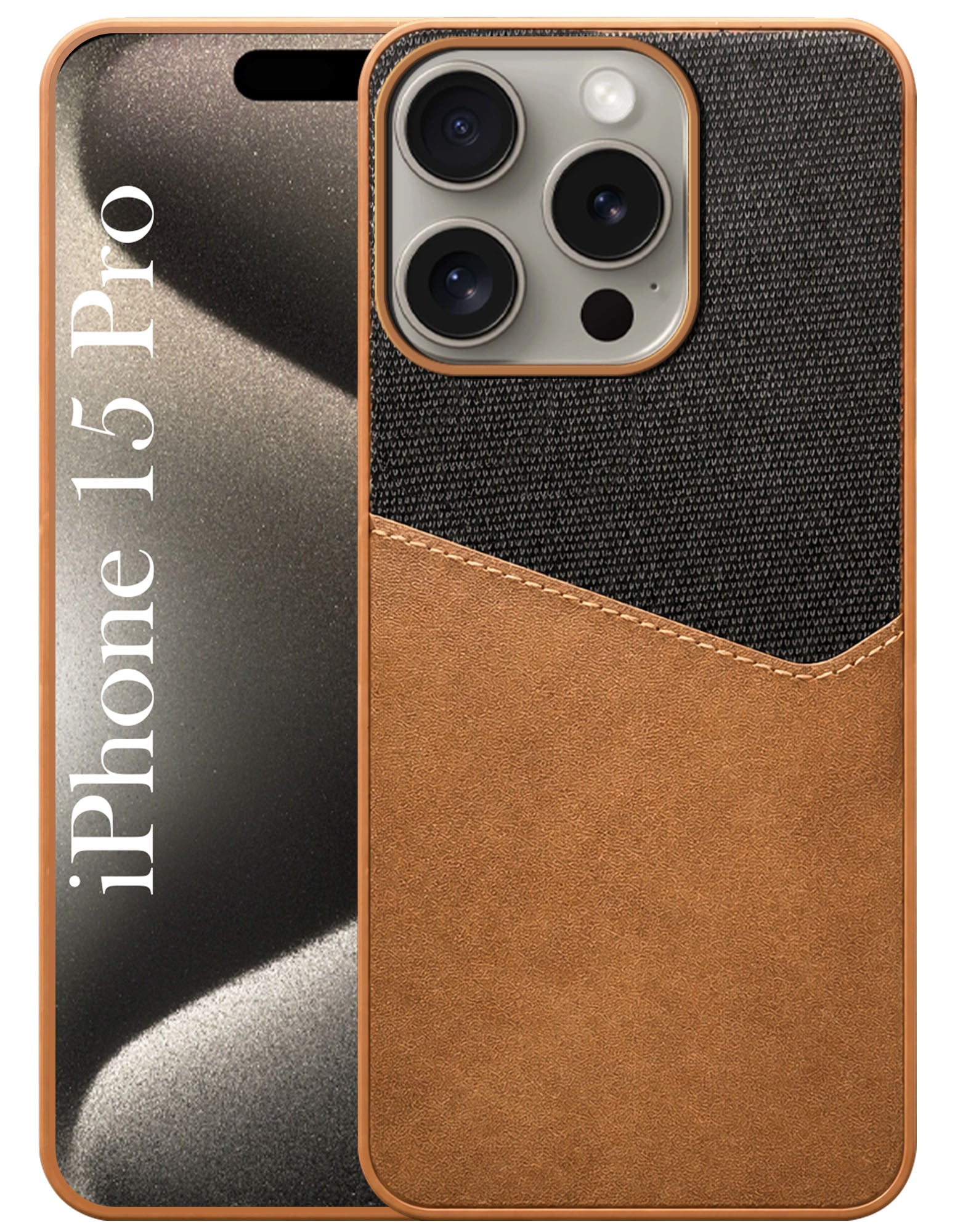 For Apple iPhone 15 Pro Back Cover Case (Dual PU Leather Stitch | Professional Minimalist | Soft and Flexible)