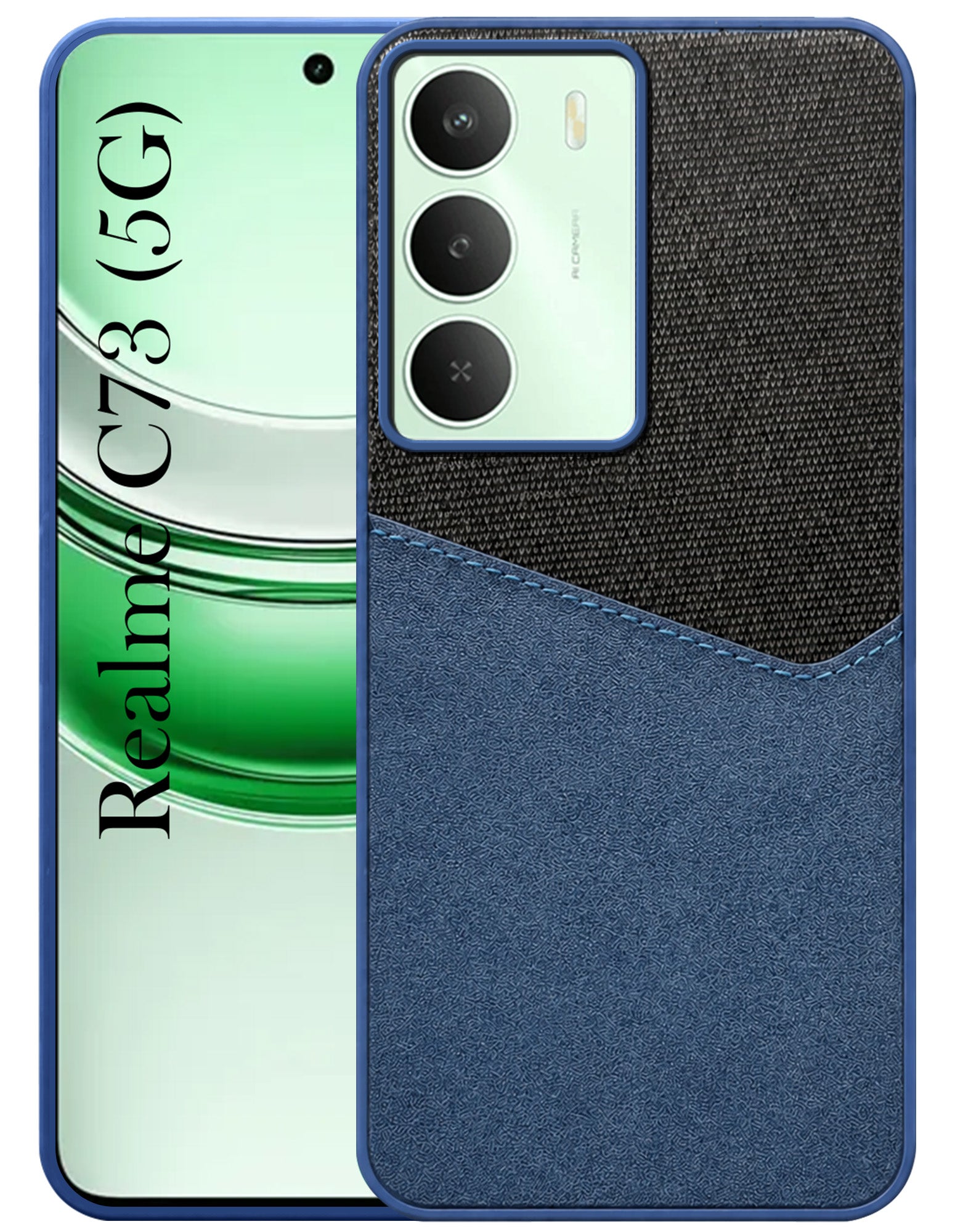 For Realme C73 Back Cover Case (Dual PU Leather Stitch | Professional Minimalist | Soft and Flexible)