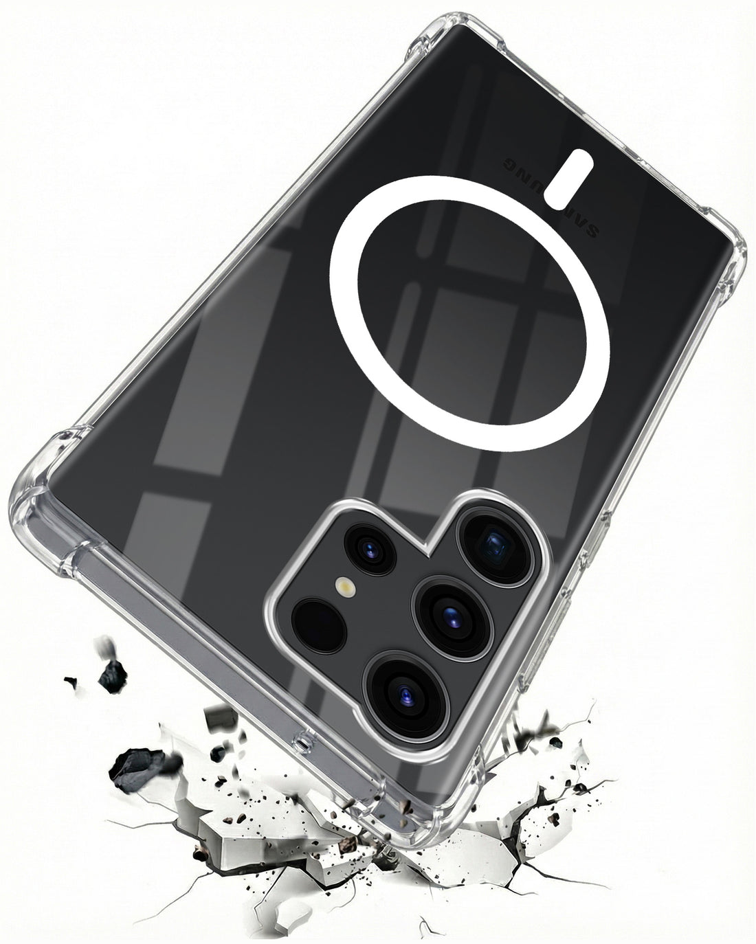 For Samsung Galaxy S23 Ultra Shockproof Crystal-Clear Back Cover (Magsafe Wireless Support | Drop & Camera Protection | Hard Polycarbonate)