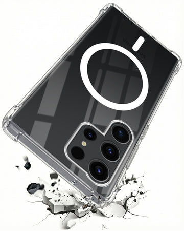 For Samsung Galaxy S23 Ultra Shockproof Crystal-Clear Back Cover (Magsafe Wireless Support | Drop & Camera Protection | Hard Polycarbonate)