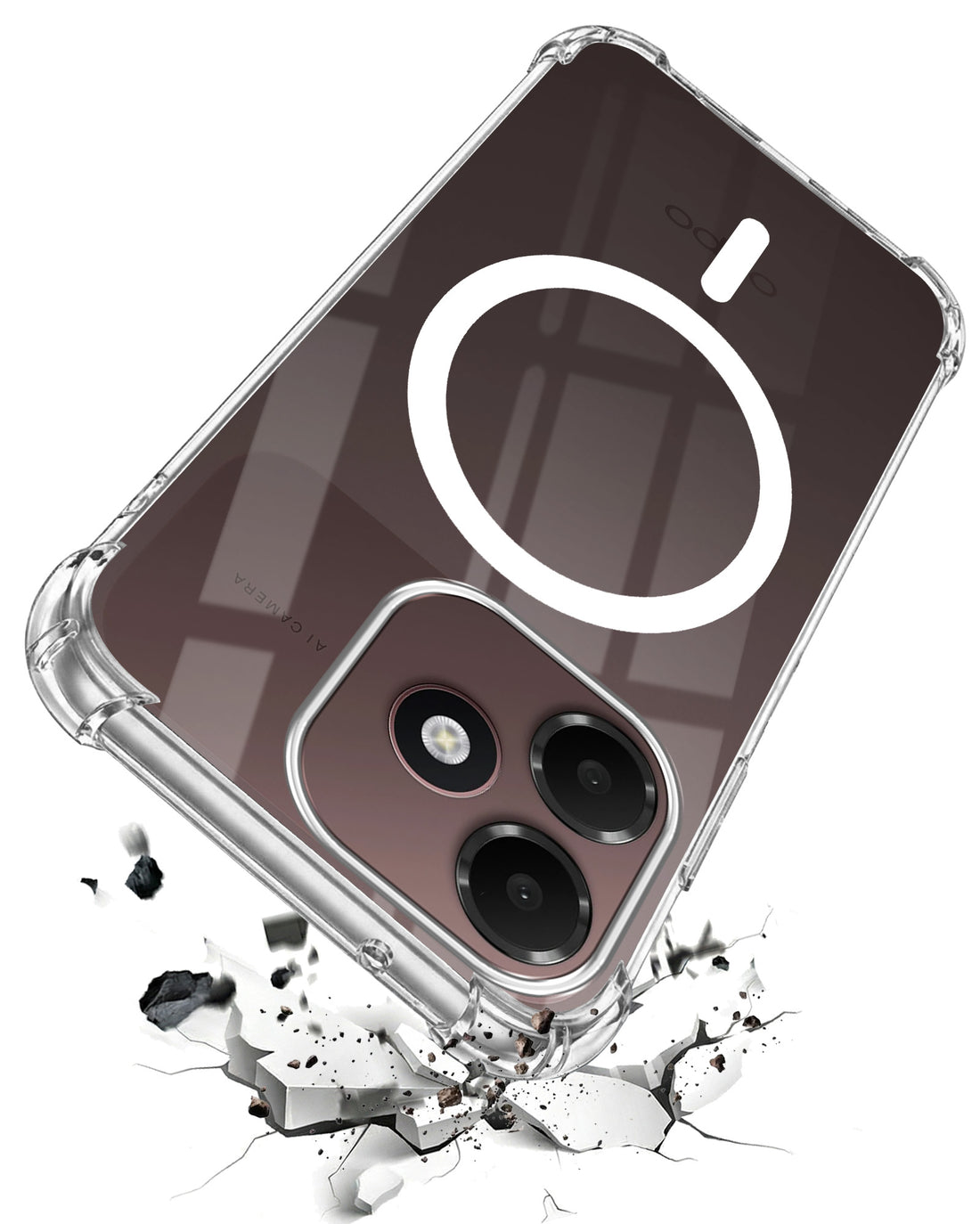 For Oppo A6c 4G Back Cover Shockproof Crystal-Clear (Magsafe Wireless Support | Drop & Camera Protection | Hard Polycarbonate)