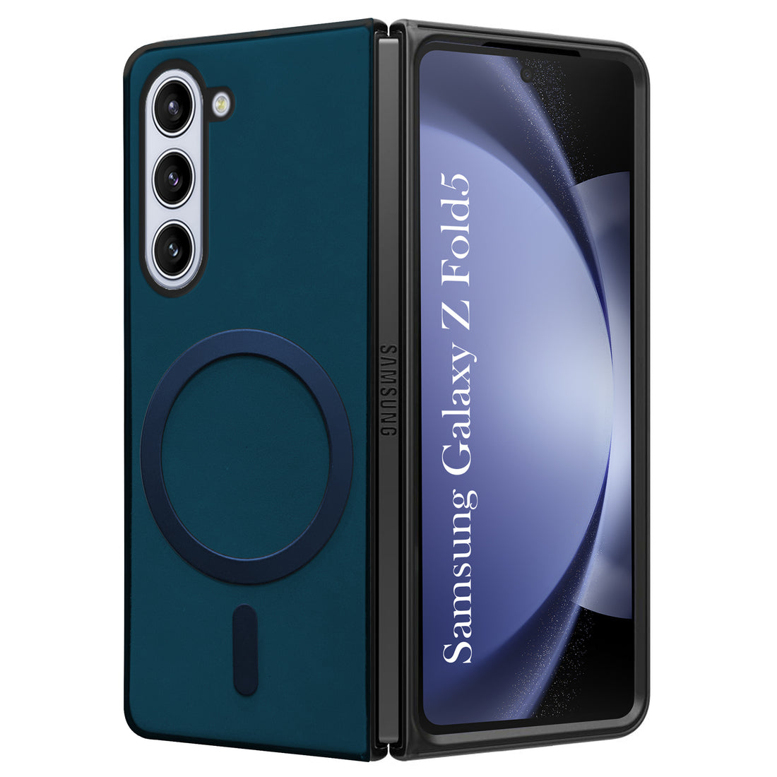For Samsung Galaxy Z Fold 5 5G Back Cover Case (MagSafe Wireless Charging Compatible | Sleek Leather Finish | Inside Microfiber Cloth)