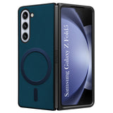 For Samsung Galaxy Z Fold 5 5G Back Cover Case (MagSafe Wireless Charging Compatible | Sleek Leather Finish | Inside Microfiber Cloth)