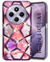For Redmi A4 5G | Xiaomi Redmi 14C Back Cover Case ( Dual Design Glitter Sparkle and Detachable Diamond Print Case | Soft and Flexible)