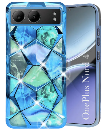 For Oneplus Nord 4 Back Cover Case (Dual Design Glitter Sparkle and Detachable Diamond Print Case | Soft and Flexible)