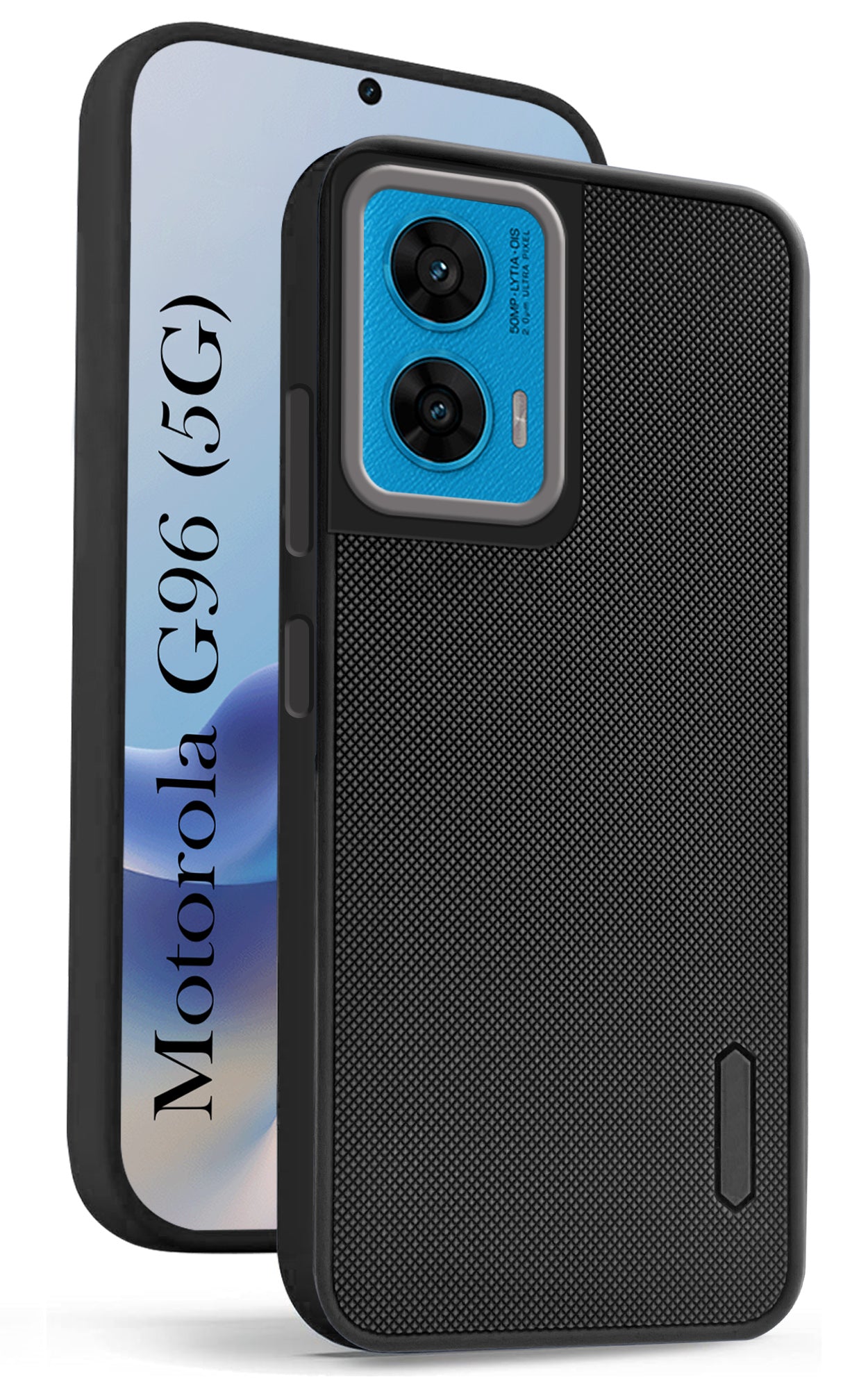 For Motorola Moto G96 Back Cover Case (Textured Grip Design | Micro-Fiber Cloth Inside | Slim and Light Weight | Soft Touch and Feel | Black)