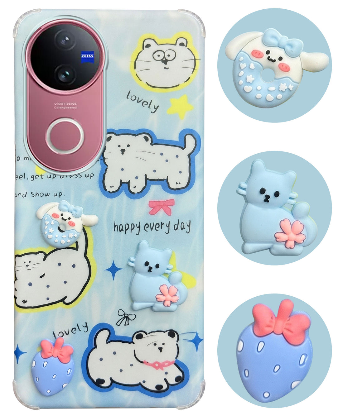 For Vivo V50 | Vivo V50e Back Cover Case (3D Cute Cartoons | Hard Back Side Soft | Matte Premium Finish | HD Printing)