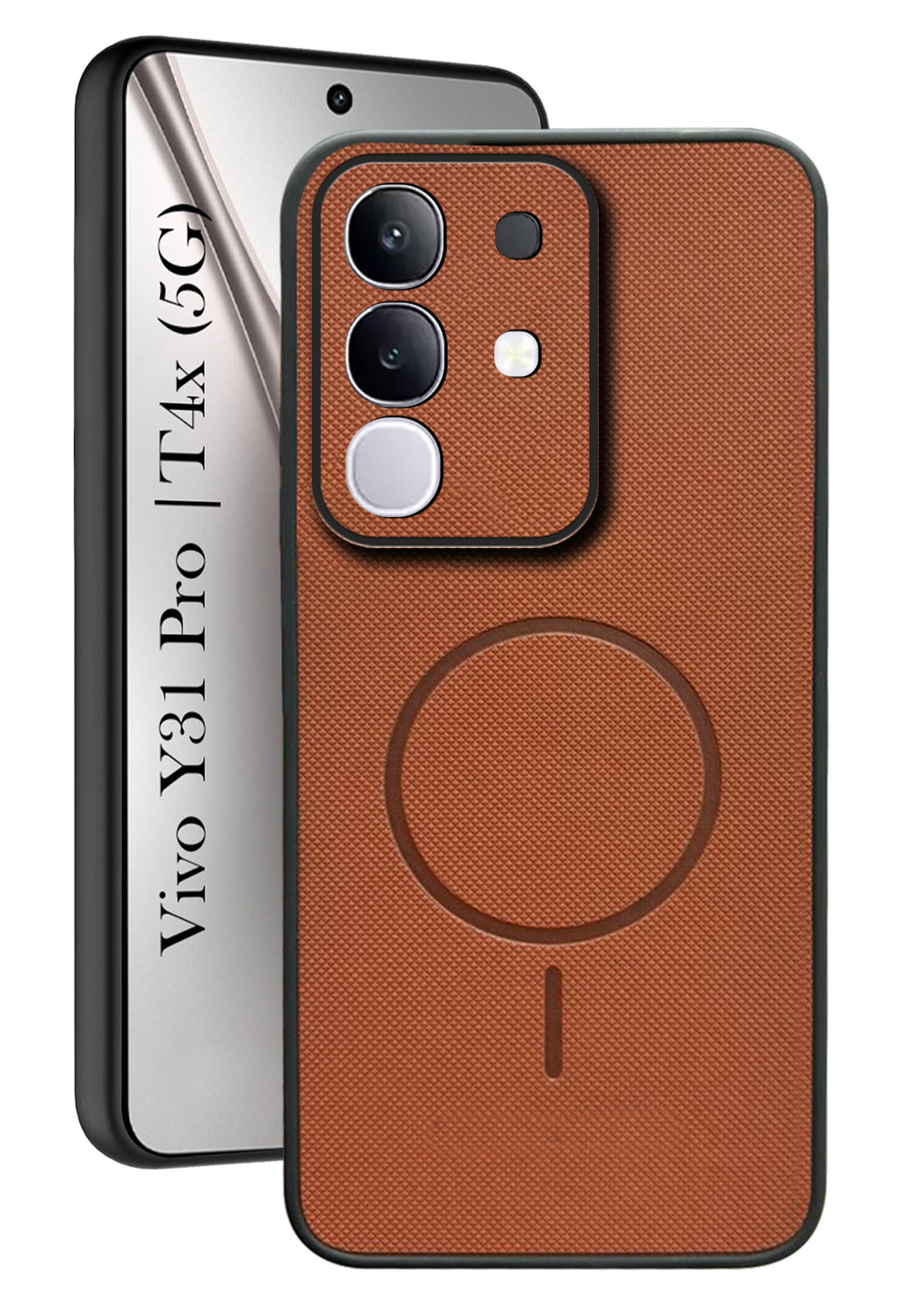 For Vivo T4x | Vivo Y31 Pro Back Cover Case PU Leather (Texture Grip Design | Professional Minimalist | Camera Protection | Soft and Flexible)