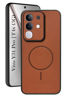 For Vivo T4x | Vivo Y31 Pro Back Cover Case PU Leather (Texture Grip Design | Professional Minimalist | Camera Protection | Soft and Flexible)