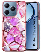 For  Realme Narzo N63 Back Cover Case ( Dual Design Glitter Sparkle and Detachable Diamond Print Case | Soft and Flexible)