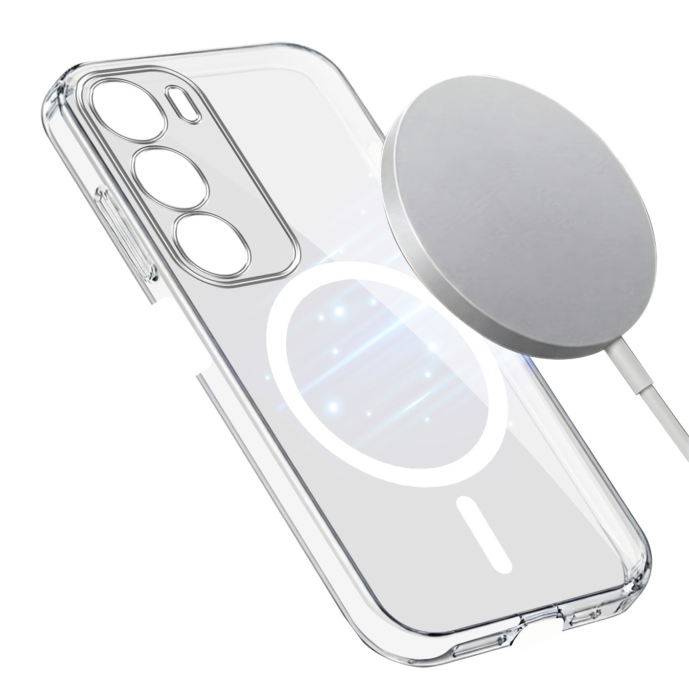 For Vivo Y29 Back Cover Case Lifetime Anti-Yellow MagSafe Compatible Clear (Sleek Hard Crystal | Shockproof and Camera Protection)