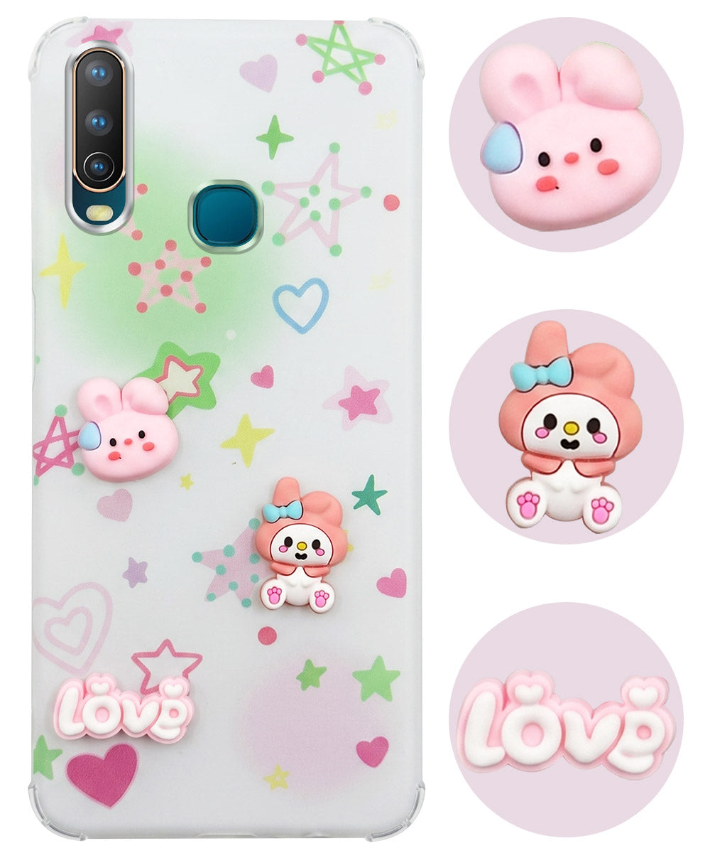 For Vivo U10 Back Cover Case (3D Cute Cartoons | Hard Back Side Soft | Matte Premium Finish | HD Printing)