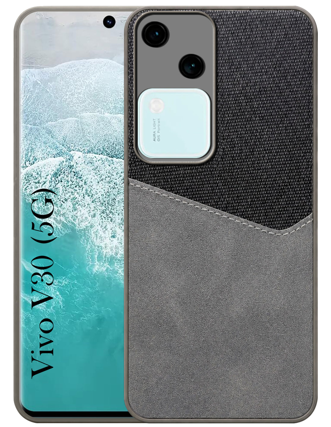 For Vivo V30 Back Cover Case (Dual PU Leather Stitch | Professional Minimalist | Soft and Flexible)