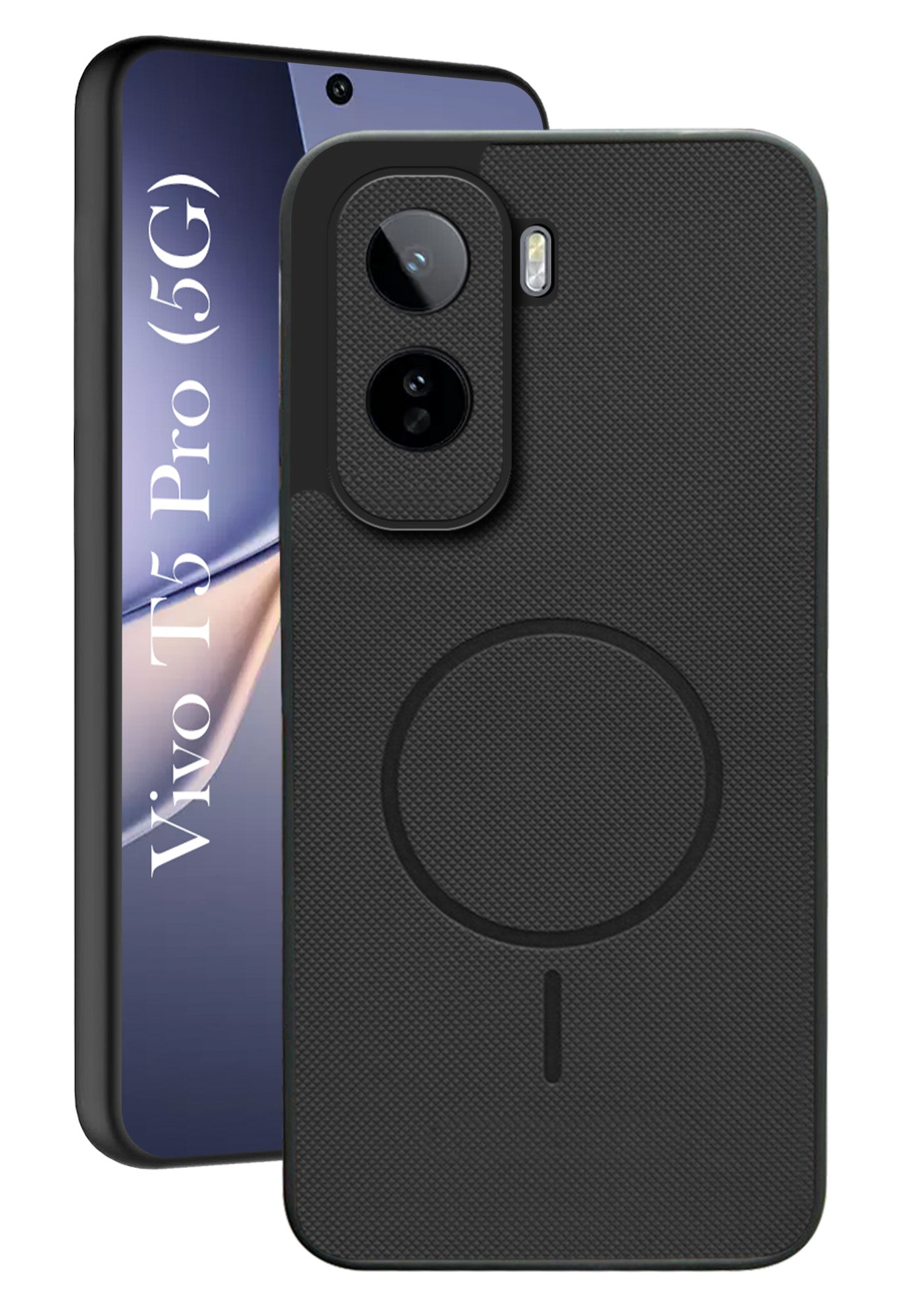 For Vivo T5 Pro 5G Back Cover Case PU Leather (Texture Grip Design | Professional Minimalist | Camera Protection | Soft and Flexible)