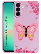 For Samsung Galaxy A26 5G Back Cover Case (Soft Butterfly Embroidery | Women Teen Girls | Camera Protection| Matte Silicone)
