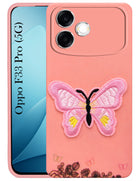For Oppo F33 Pro 5G Back Cover Case (Soft Butterfly Embroidery | Women Teen Girls | Camera Protection| Matte Silicone)