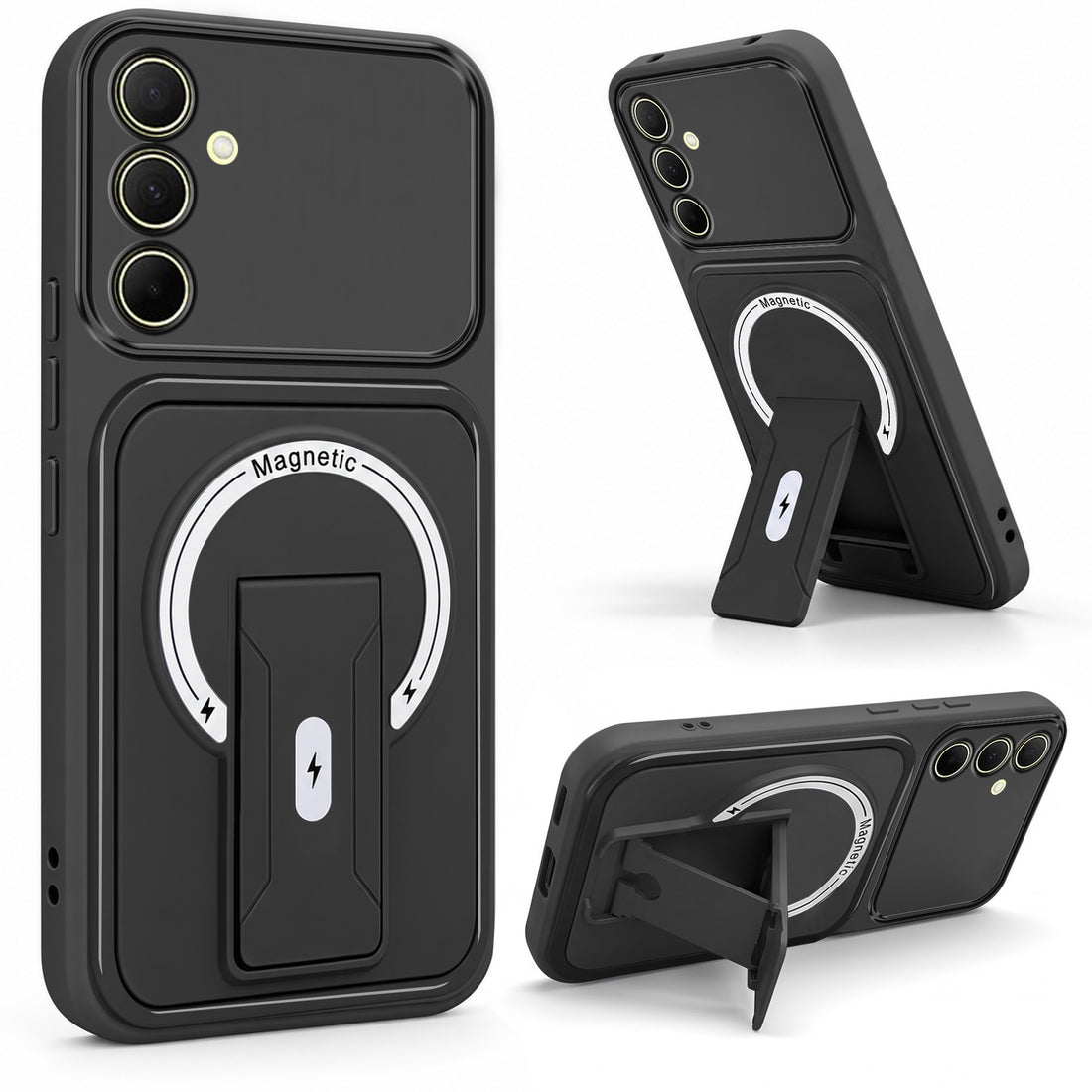 For Samsung Galaxy A35 5G Back Case Cover Metallic (Hybrid Armor Kickstand | MagSafe Compatible | Camera Protection Shockproof)