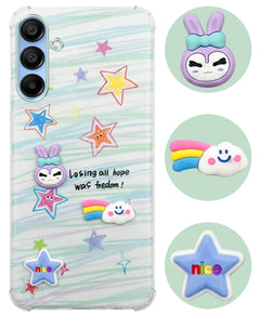 For Samsung Galaxy A15 5G Back Cover Case (3D Cute Cartoons | Hard Back Side Soft | Matte Premium Finish | HD Printing)