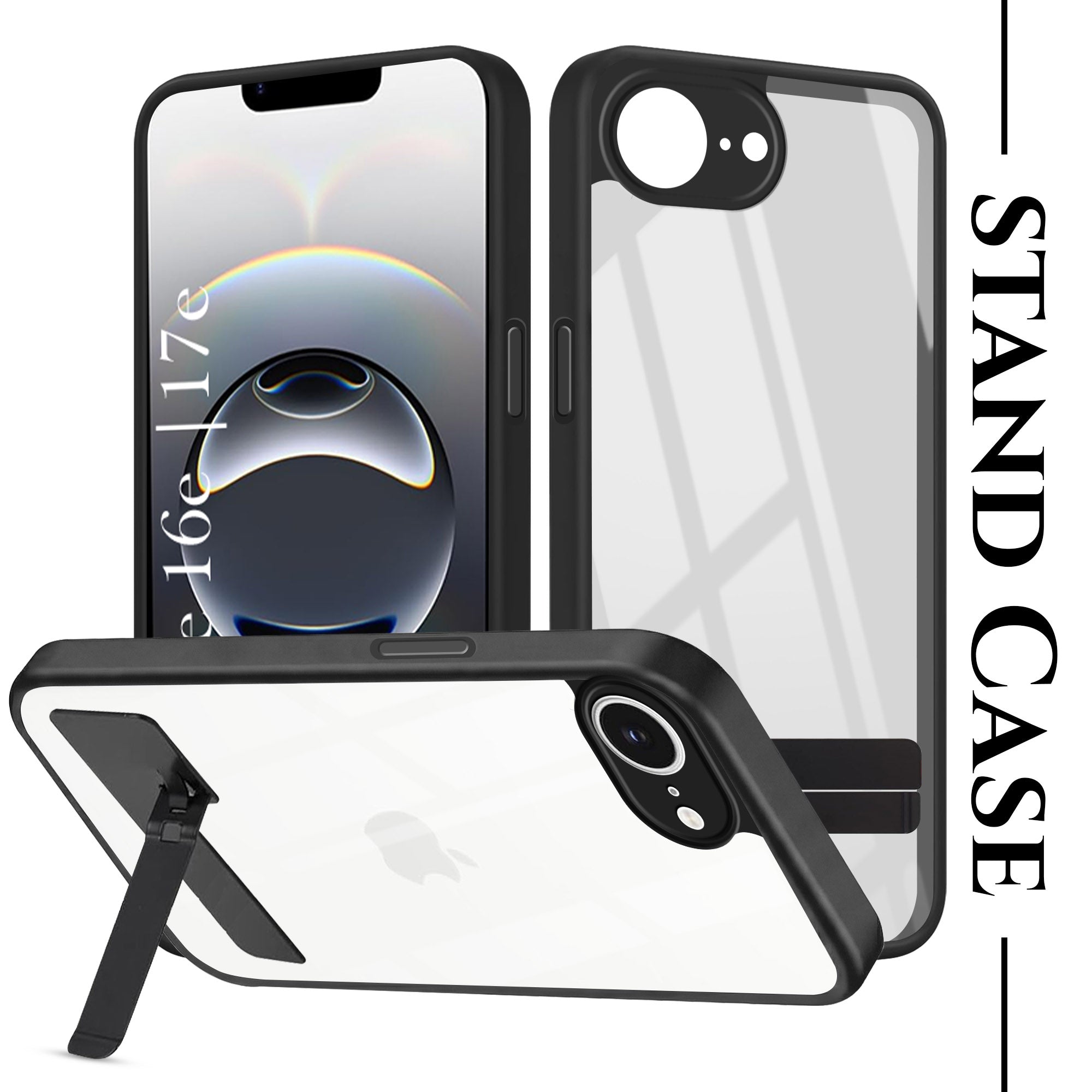 For Apple iPhone 16e | Apple iPhone 17e Back Cover Case (Built-in Stand | Lifetime Anti Yellow | Kickstand Shockproof | Camera Protection | MagSafe Compatible)