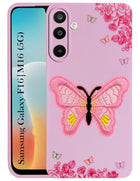 For Samsung Galaxy M16 5G | Samsung Galaxy F16 5G Back Cover Case  (Soft Butterfly Embroidery | Women Teen Girls | Camera Protection| Matte Silicone)