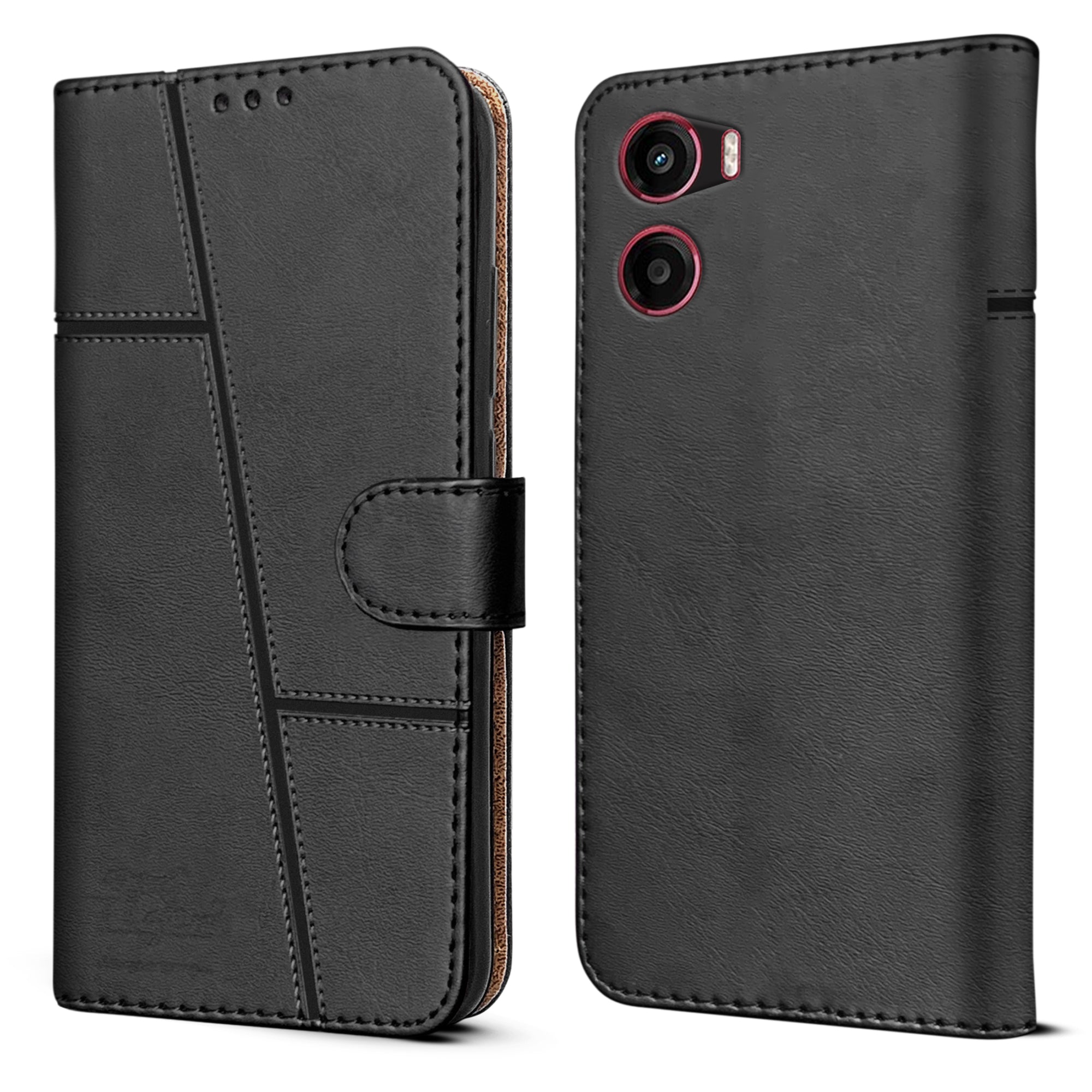 For Motorola Moto G05 Flip Cover Case ( Stitched Leather with Magnetic Closure)