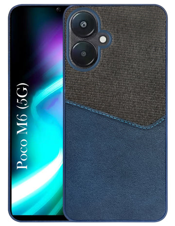 For Poco M6 5G Back Cover Case (Dual PU Leather Stitch | Professional Minimalist | Soft and Flexible)