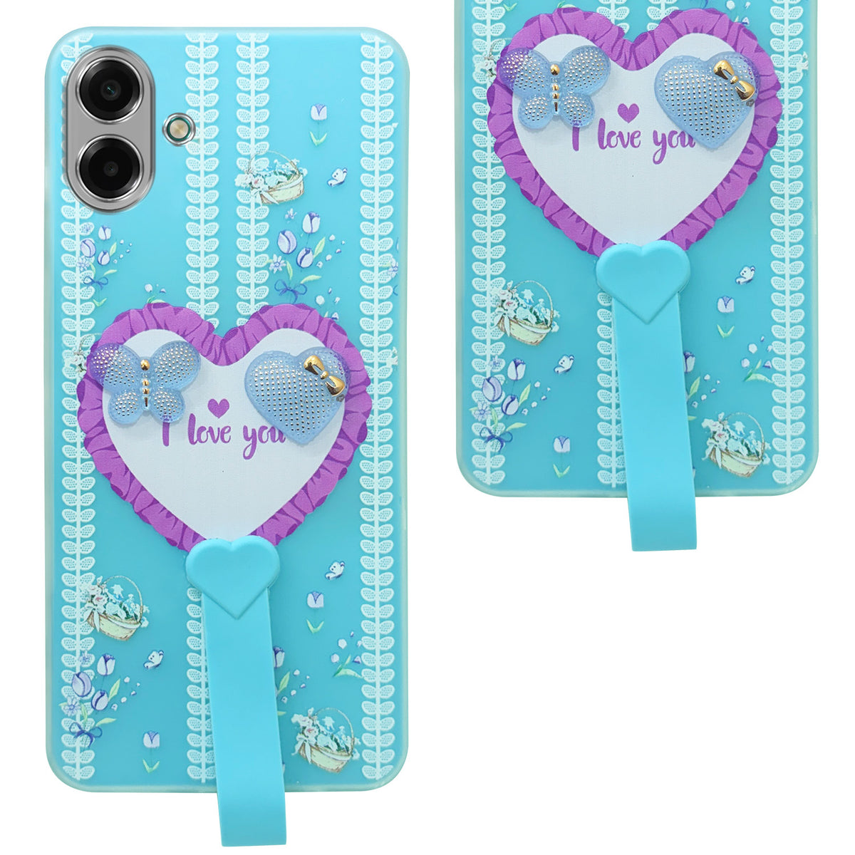 For Oppo A3X (4G/5G) | Oppo A3 5G Back Cover Case (3D Cute Heart Strap Holder | Camera Protection | Designer Girls Print)