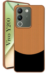 For Vivo Y200 Back Cover Case (Elegant PU Leather Finish | Premium Minimalist Professional | Camera Protection Bump)