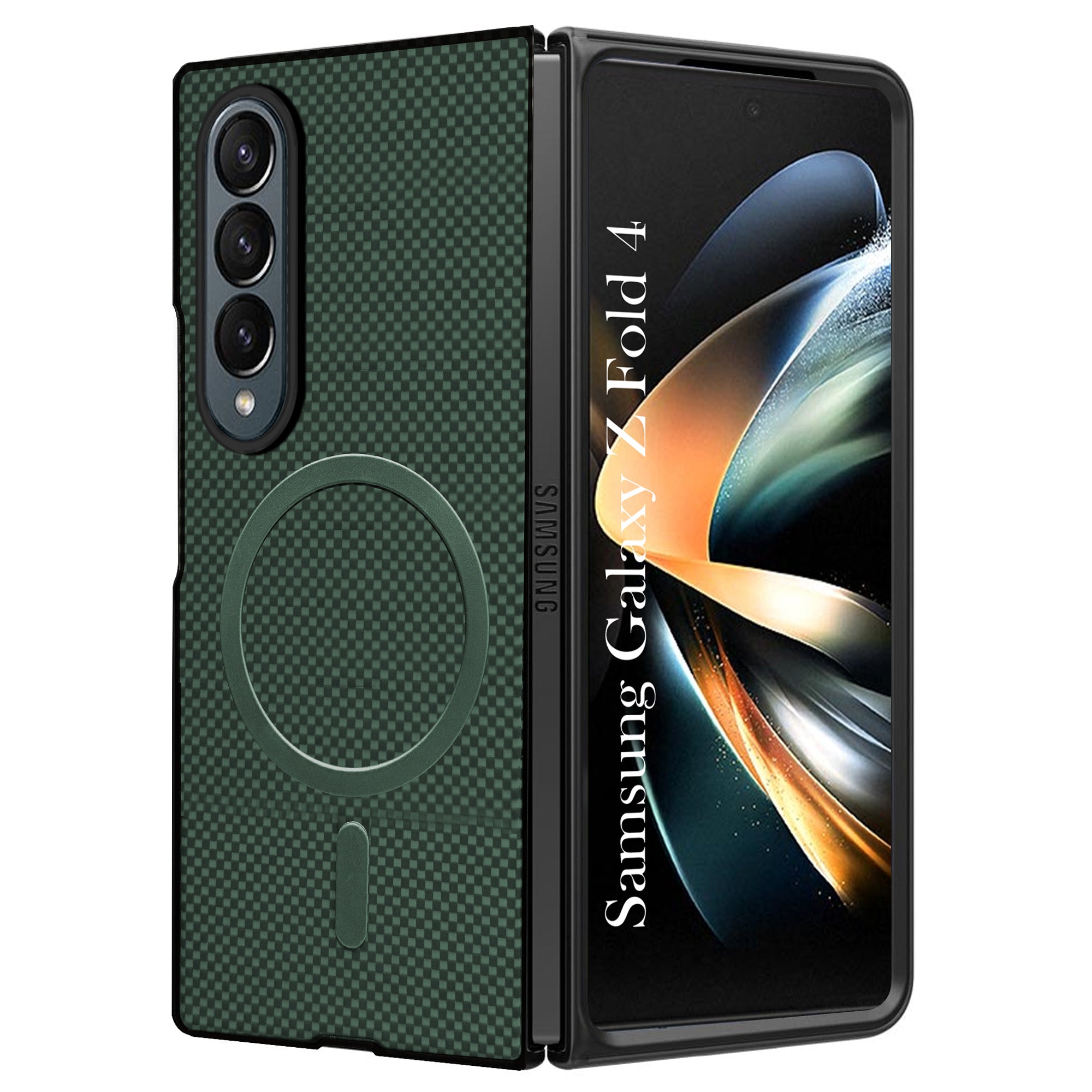 For Samsung Galaxy Z Fold 4 5G Back Cover Case (MagSafe Wireless Charging Compatible | Hexa Leather Finish | Inside Microfiber Cloth)