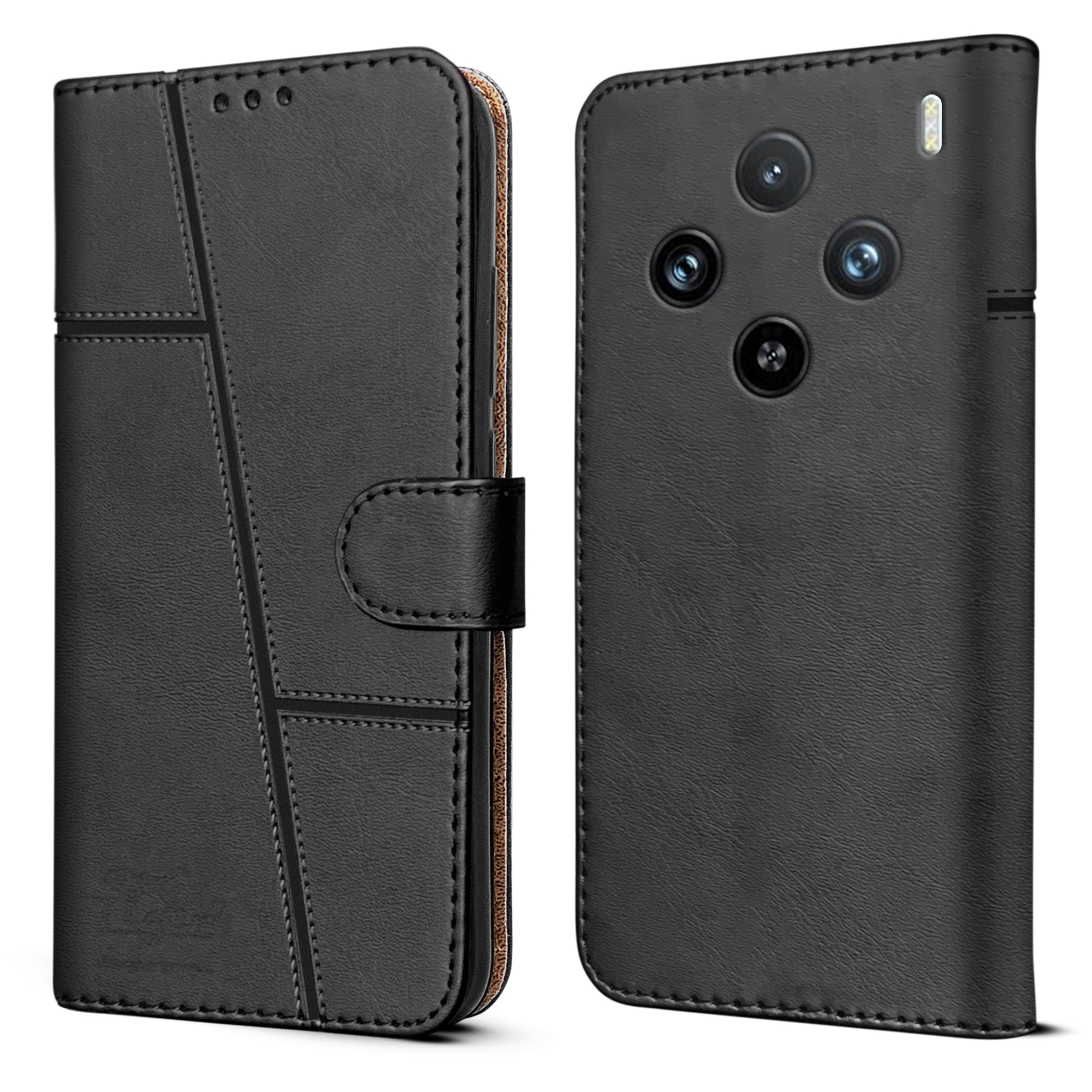 For Vivo X100 Pro 5G Flip Cover Case ( Stitched Leather with Magnetic Closure)