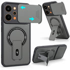 For Realme P4 Power 5G Back Case Cover Metallic (Hybrid Armor Kickstand | Sliding Shutter Camera Protection | MagSafe Compatible)