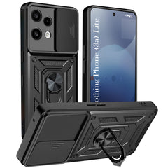 For Nothing Phone 3A Lite Back Cover Case Lite Hybrid Armor (Sliding Shutter Camera Protection | Polycarbonate |Ring Holder Kickstand)